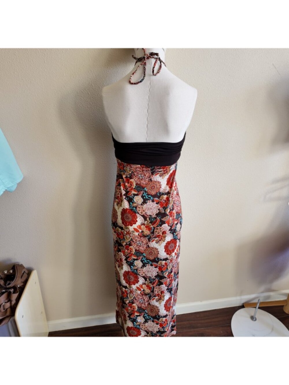 y2k summer floral maxi dress CKW size M vintage 2000s 90s - Picture 9 of 10